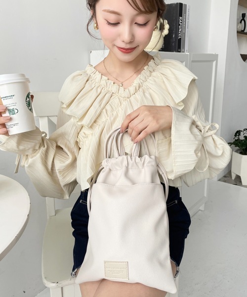 OVHEE Minette Shoulder Bag Ivory/フェイクレザー 肩掛けバッグ MAISON SPECIAL ショルダーバッグ 「UNISEX」2WAY Drawstring