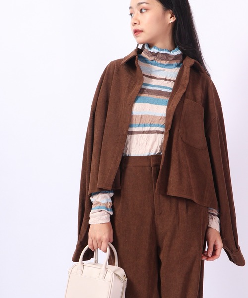 ニット セーター BRODIAEA シワ加工ニットボーダー ボトルネック レディース ニット セーター BRODIAEA シワ加工ニットボーダー ボトルネック