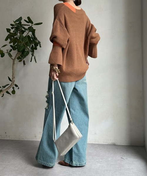 DouDou（ドゥドゥ） ニット 「WEB限定」 バイカラーニットトップス