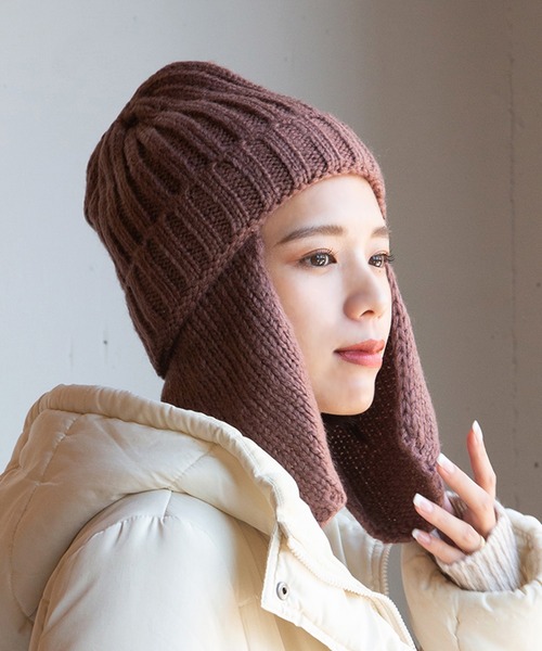 14+（イチヨンプラス） ニット帽 ニットキャップ 耳当て付リブニット帽