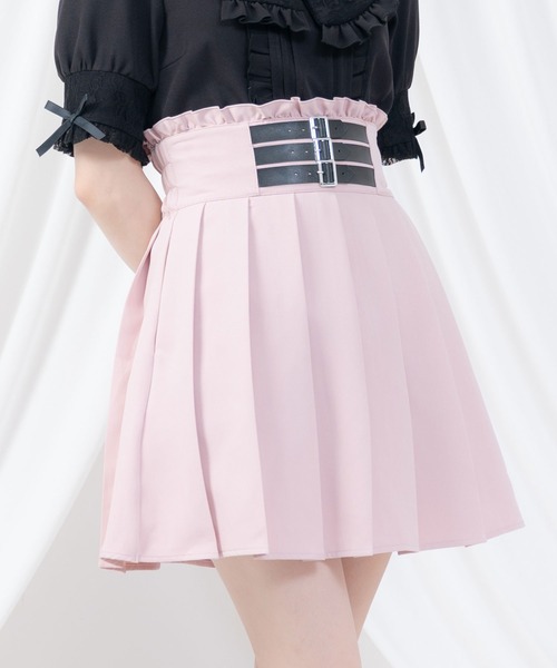 DearMyLove スカート 3連バックルベルトプリーツスカート