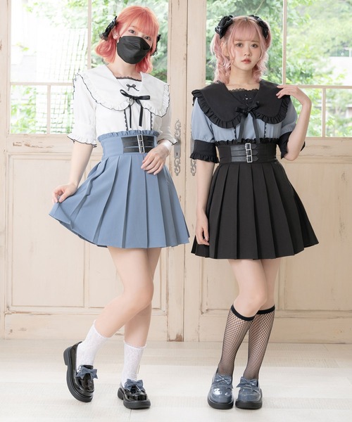 DearMyLove スカート 3連バックルベルトプリーツスカート
