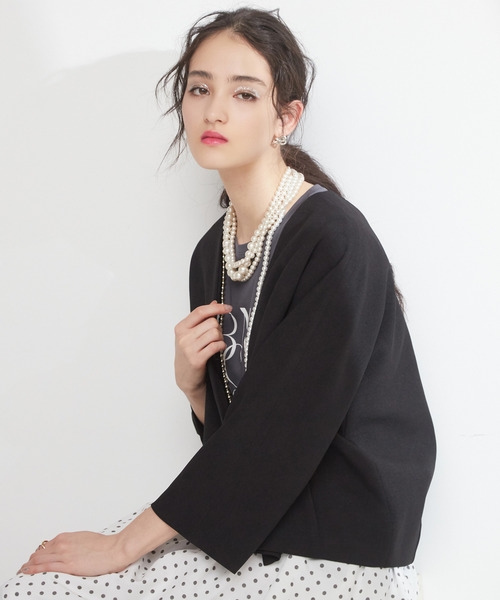Tiara ノーカラー　ティアード　ジャケット Tiara ジャケット ノーカラージャケット レディース : ZOZOTOWN