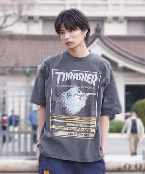M 00s THRASHER スラッシャー tシャツ 00s THRASHER スラッシャー 半袖Tシャツ フレイムロゴ フェード