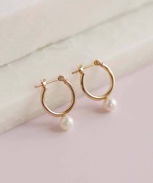 ピアス パイプフープパールピアス「M」 レディースの画像