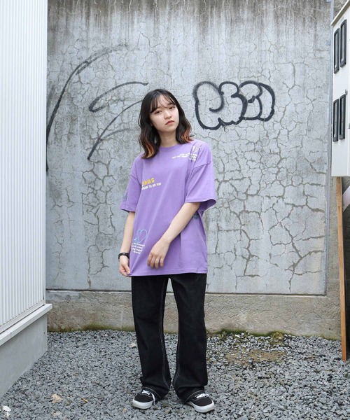 gram. tシャツ 半袖 「_gram.」 落書き 総柄 刺繍 半袖 Tシャツ