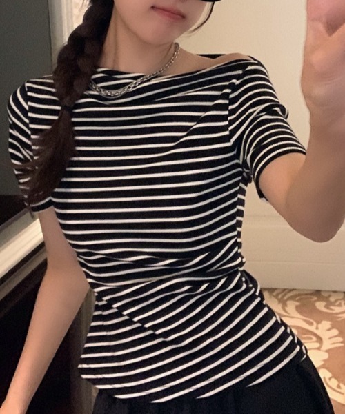 tシャツ ロールアップ半袖ボーダーカットソー レディース 楽天市場】【クーポンで40％OFF 8/14 17:59まで】カットソー
