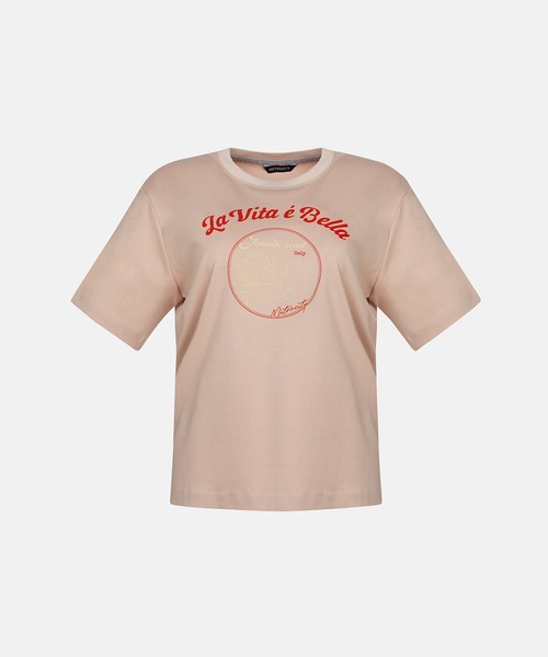 tシャツ 「メトロシティ」綿100％ La Vita E Bella プリントTシャツ 半袖 レトロ レディース