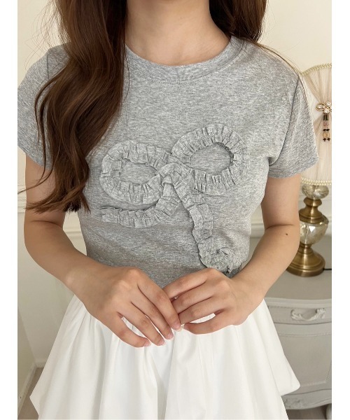 tシャツ 「PHILLY」ギャザーリボンモチーフTシャツ レディース