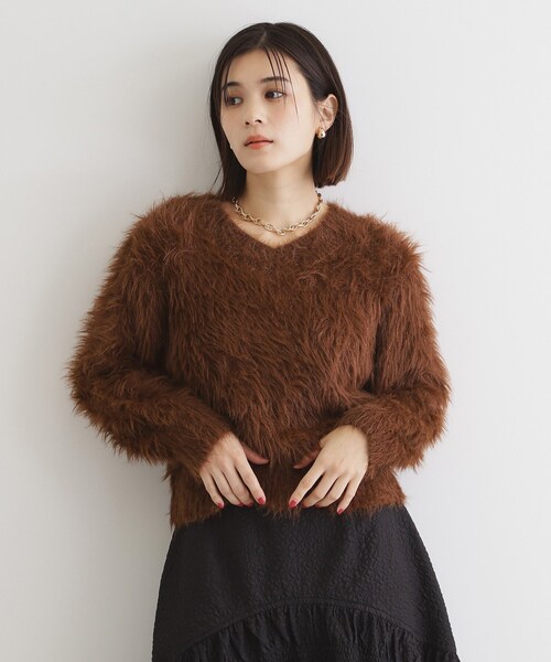 新品未使用タグ付き☆前後2wayフェザーニットプルオーバー THE SHOP TK ニット セーター 「＠BAILA掲載」「前後2WAY