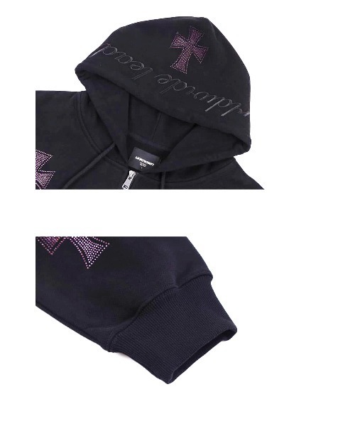 UNKNOWN LONDON パーカー フーディー｜BLACKxPURPLE RHINESTONE