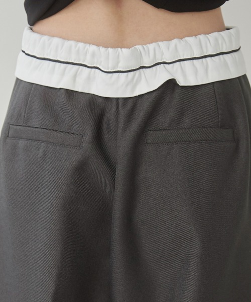 (おひつじです)❤新品・タグ付き❤Ｌ「美脚スラックス」 ANGIE スラックス パンツ ウエスト折り返し デザインパンツ