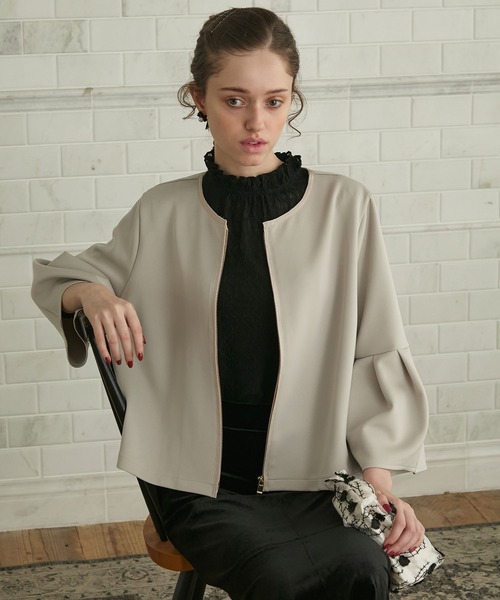 おまとめ購入【美品】ノーリーズライト　ノーカラーブルゾン　ブラック インタープラネット INTERPLANET ノーカラーEボイルブルゾン