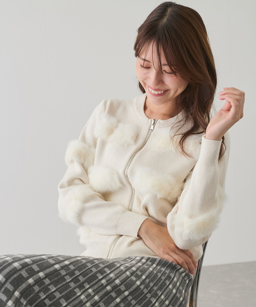 ファー付きニットアウター JAYRO ブルゾン アウター ファー付きニットブルゾン レディース