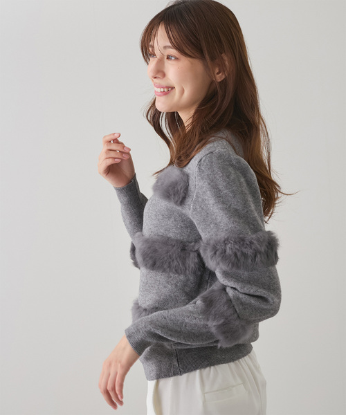 ファー付きニットアウター JAYRO ブルゾン アウター ファー付きニットブルゾン レディース