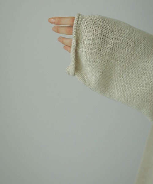 ETRE TOKYO ロールエンドリネンニットプルオーバー　ベージュ ロールエンドリネンニットプルオーバー(F OFF WHITE): トップス