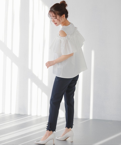 Fit more（フィットモア） ブラウス シャツ ミニリボンチュール 
