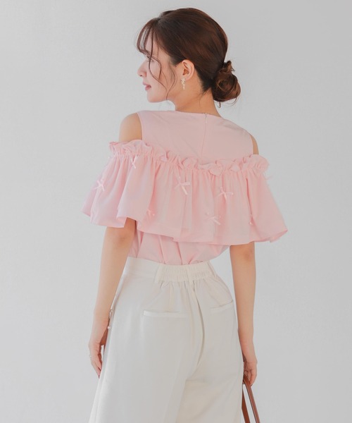 Fit more（フィットモア） ブラウス シャツ ミニリボンチュール 