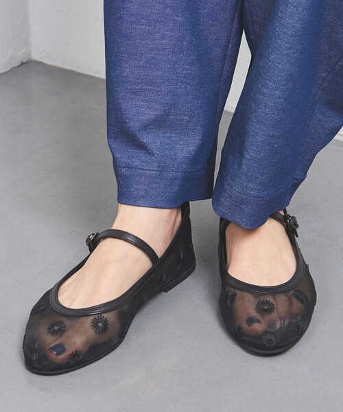 UNITED ARROWS シューズ メッシュ フラワー メリージェーン