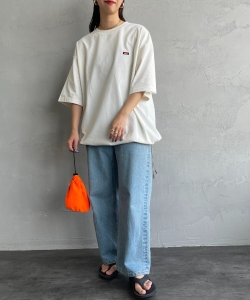 tシャツ 「NANGA/ナンガ」 別注 ワンポイントロゴ刺繍 ルーズフィットドローコードTシャツ レディース メンズ NANGA tシャツ 「NANGA/ナンガ」 別注 ワンポイントロゴ刺繍