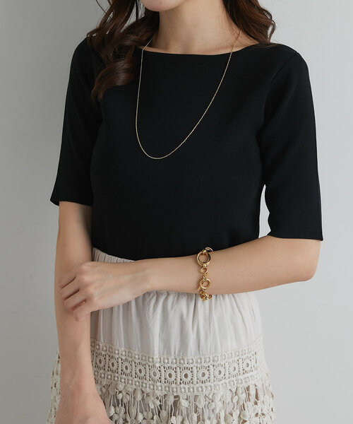 新品 La boutique BonBon クールタッチUV総針5分袖ニット La boutique Bonbon（ラブティックボンボン） ニット セーター 「UV