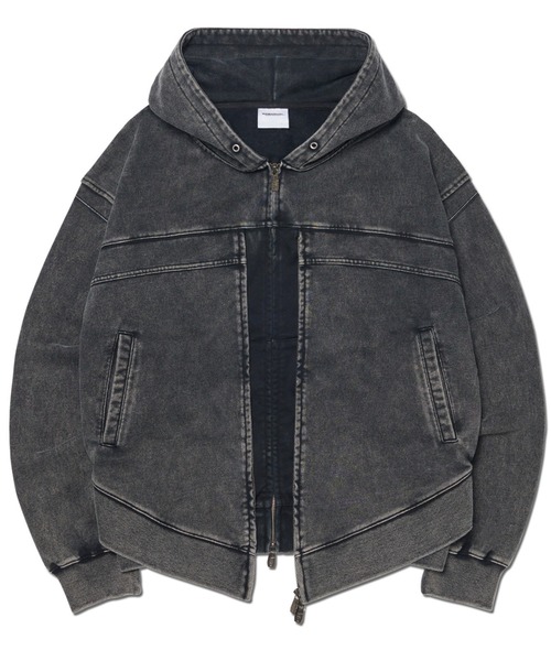パーカー A'GEM/9 × .kom 「NOMANUAL/ノーマニュアル」 VINTAGE LAYER HOODED ZIP-UP/ヴィンテージ レ