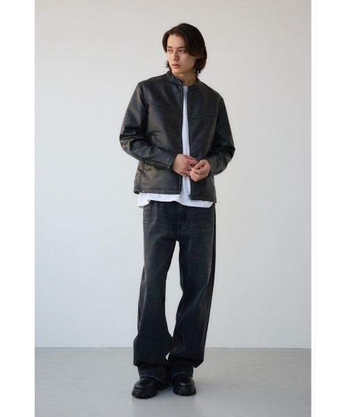 【美品】AZUL by moussy 羊革レザージャケットブラックライダースS AZUL BY MOUSSY SHORT RIDERS JACKET BLK -ファッション通販