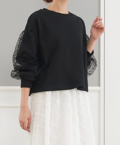 tシャツ ドットフロッキードッキング リラックス カットソー Prima Scherrer plus レディース