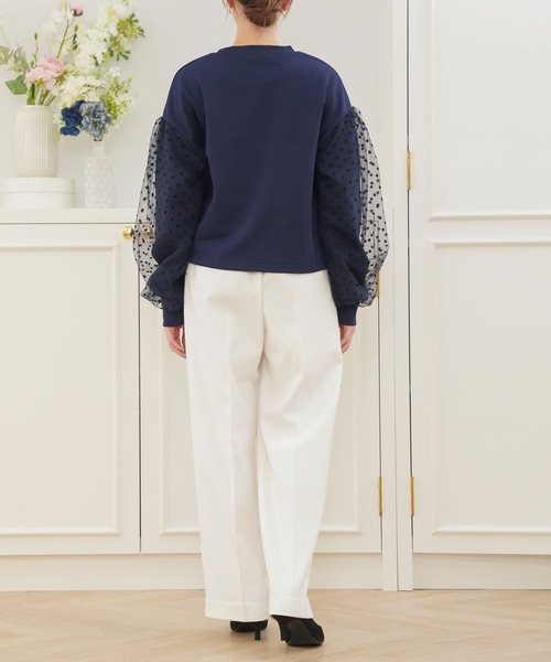 tシャツ ドットフロッキードッキング リラックス カットソー Prima Scherrer plus レディース Prima Scherrer tシャツ ドットフロッキードッキング リラックス