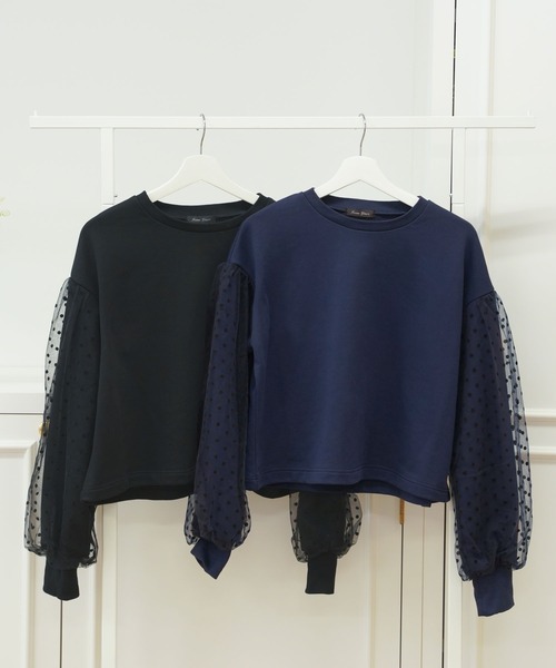 tシャツ ドットフロッキードッキング リラックス カットソー Prima Scherrer plus レディース Prima Scherrer tシャツ ドットフロッキードッキング リラックス
