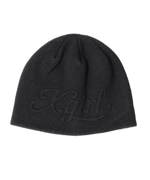 GGロゴ付き黒ニット帽 X-girl ニット帽 ニットキャップ EMBOSS LOGO BEANIE レディース