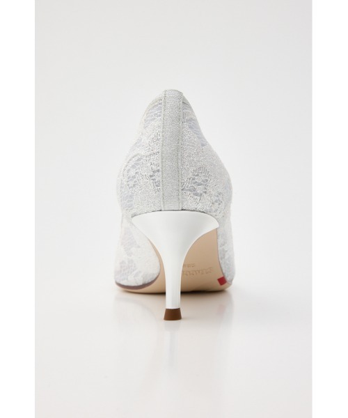 STACCATO レース　パンプス　ホワイト　スタッカート　24.5 STACCATO（スタッカート） パンプス クルスタルレーシーパンプス