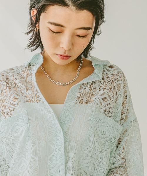 BAYFLOW（ベイフロー） ブラウス シャツ ロングスリーブレースシャツ 