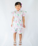 浴衣 フリルソデジンベイスーツ キッズ 子供 女の子の詳細画像1