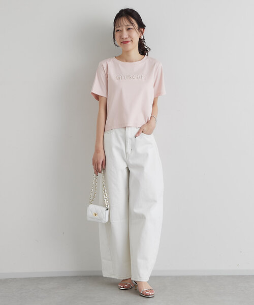 定価1万弱！ラブティックボンボン パール刺繍クロップドTシャツ ロゴTシャツ 白 定価1万弱！ラブティックボンボン パール刺繍クロップドTシャツ ロゴT