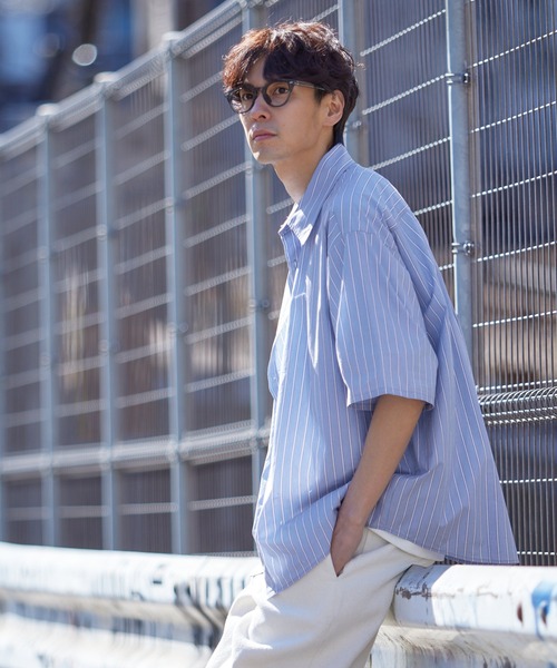 メンズ ストライプシャツ 半袖シャツ 馬 プリント 半袖 a1139 ヘアラインストライプ半袖シャツ｜メンズファッション通販 MEN'S