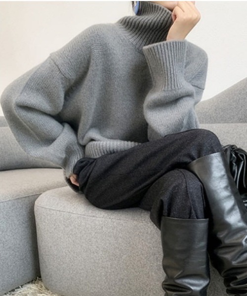 「deux amour」 タートルネックニット FREE レッド レディース_画像2