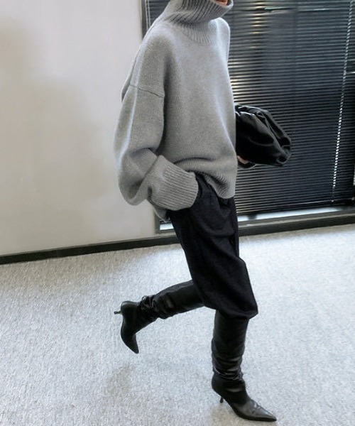 「deux amour」 タートルネックニット FREE レッド レディース_画像4