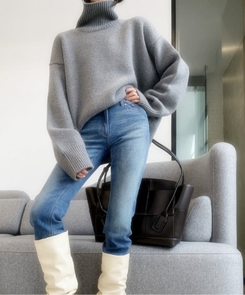 「deux amour」 タートルネックニット FREE レッド レディース_画像6