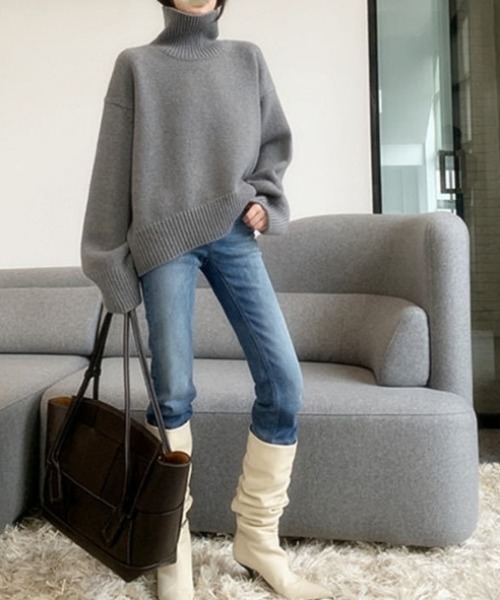 「deux amour」 タートルネックニット FREE レッド レディース_画像7