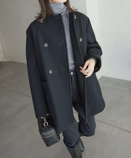 SLOB IENA ミドル丈　ノーカラーコート SLOBE IENA（スローブイエナ） ノーカラーコート 38 アイボリー