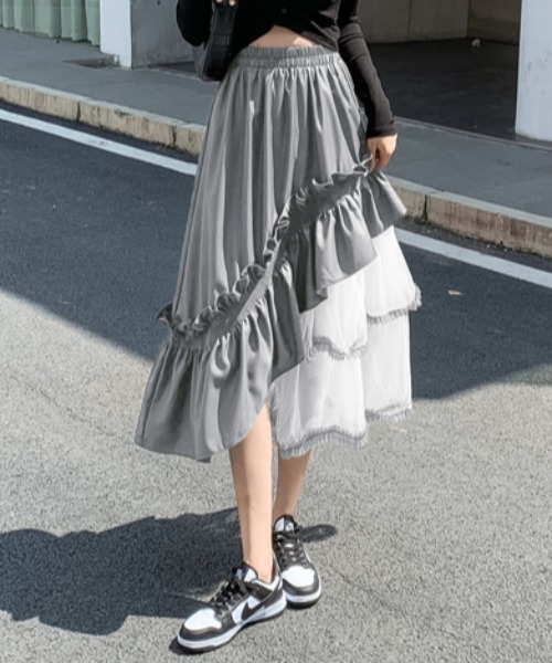 GEMEDA スカート アシンメトリーチュールスカート : ZOZOTOWN
