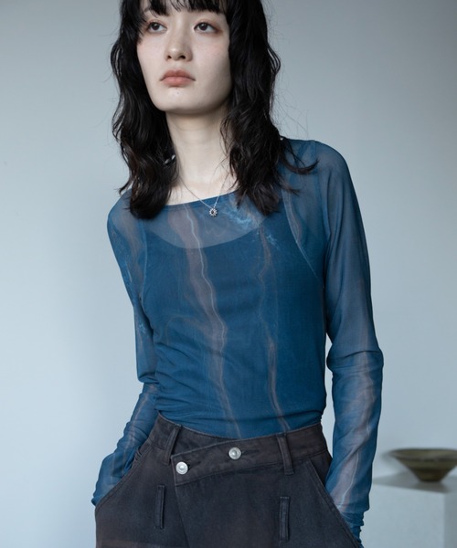 STELLA McCARTNEY スクエアネックトップス 36 黒・青 STELLA McCARTNEY スクエアネックトップス 36 黒・青