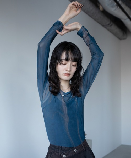 tシャツ アート柄スクエアネックシアートップス/新色追加 レディース