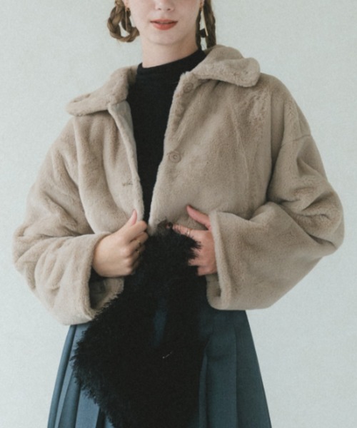 「VANNIE U」 ファーコート FREE アイボリー レディース_画像4