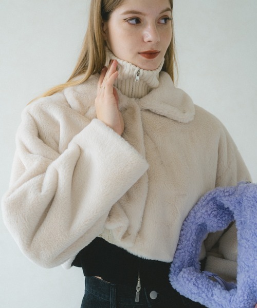 「VANNIE U」 ファーコート FREE アイボリー レディース_画像5