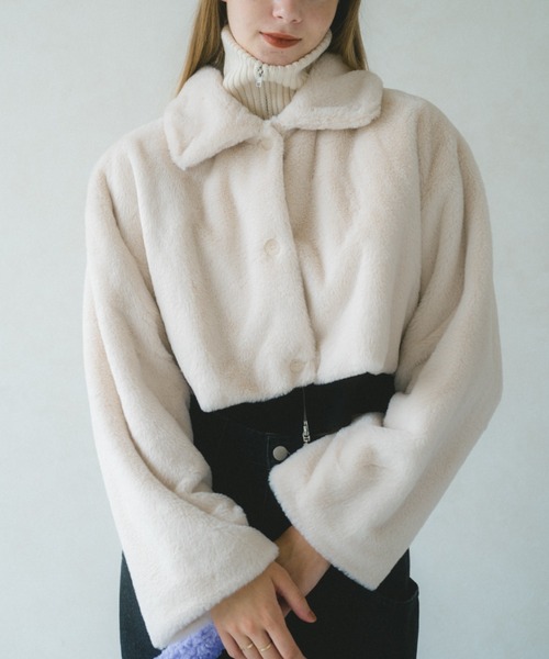 「VANNIE U」 ファーコート FREE アイボリー レディース_画像7