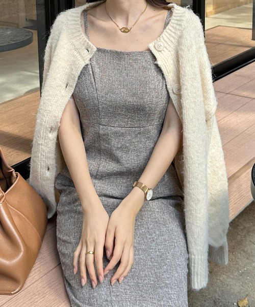 「Louere」 ニットカーディガン MEDIUM ブラウン レディース_画像2