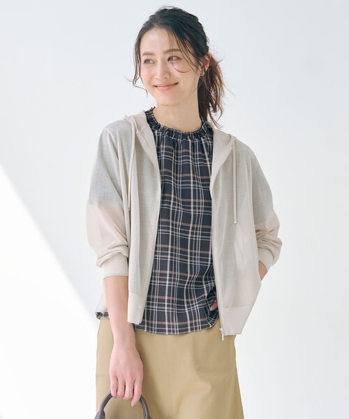 パーカー 「WEB限定カラーあり・洗える」SHEER LIGHT KNIT ラメ パーカー レディース