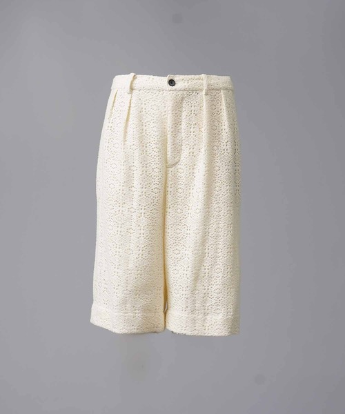 MAISON SPECIAL　メゾンスペシャル　ワイドショーツ　総柄　アイボリー MAISON SPECIAL パンツ 「UNISEX」Crochet Like Mesh Prime-Wide